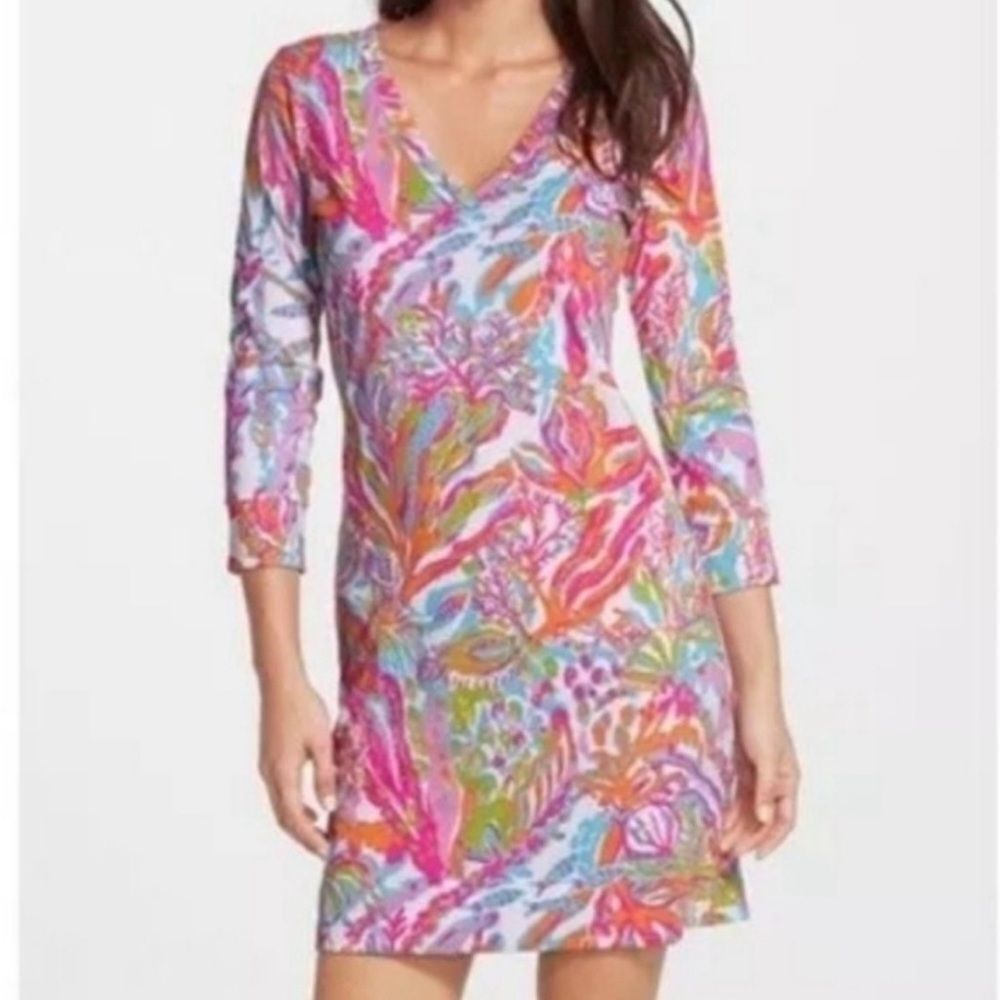 LILLY PULITZER | Christie V-Neck 3/4 Sleeve Dress Scuba to Cuba Women’s Size S